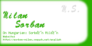 milan sorban business card